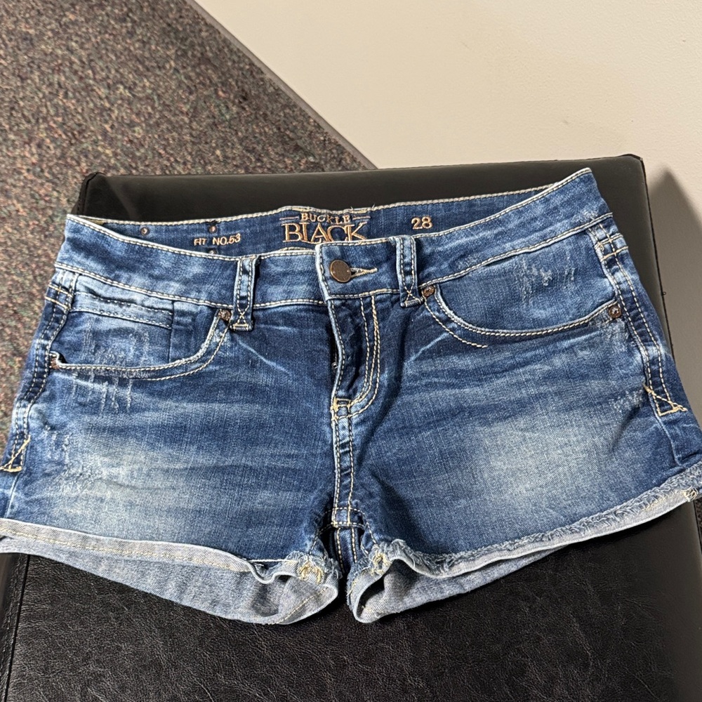 Buckle Blue Jean Shorts
